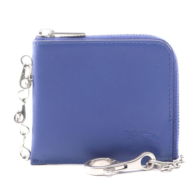 Burberry Leather Coin Case Wallet Blue